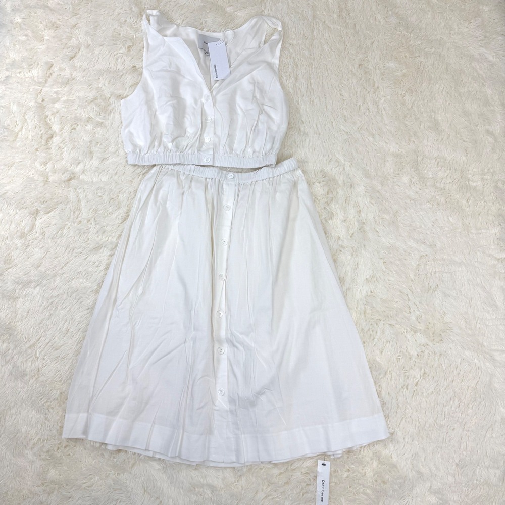 NWT Reformation Naya Two Piece Skirt Set Womens Small Off- White Summer Vacation - Picture 2 of 6